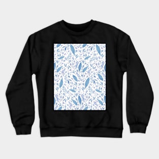 Classic blue white watercolour spring wild flowers and leaves Crewneck Sweatshirt